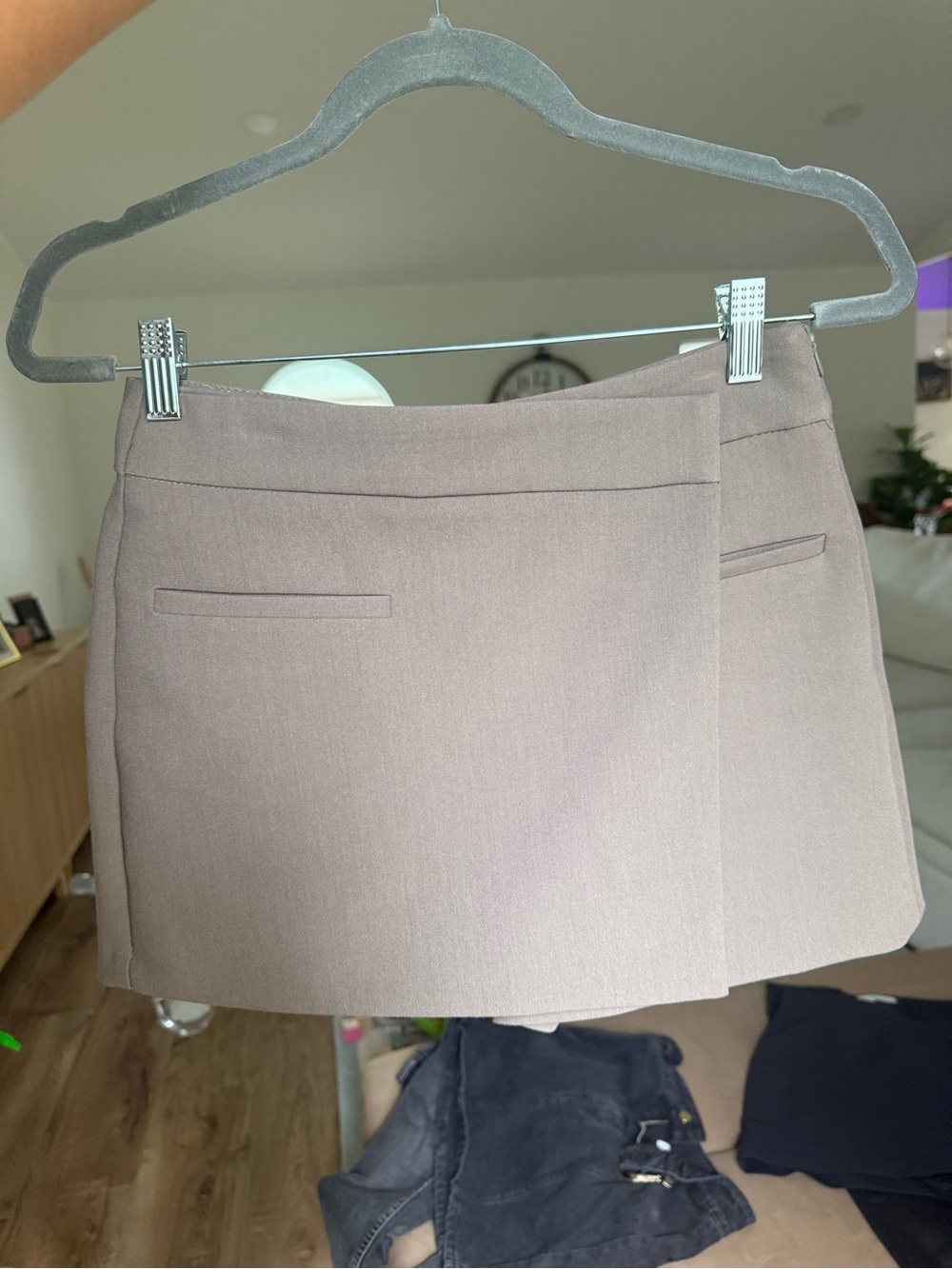 Zara Taupe Asymmetrical Skort